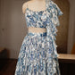 Off White Printed Lehenga with Pleated Blouse